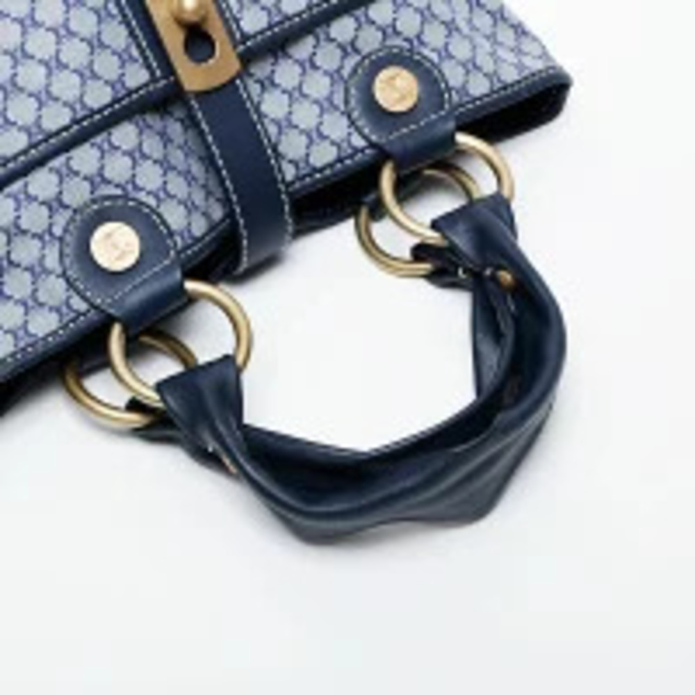 Celine Macadam Canvas Handbag Navy Blue - Picture 13 of 13